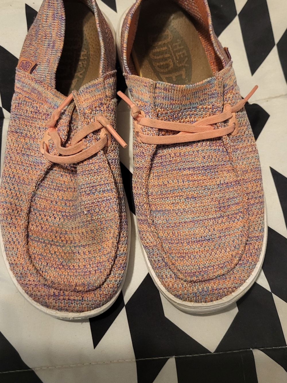 Hey Dude Womens Wendy Knit Slip-On Shoes in Pink Multi